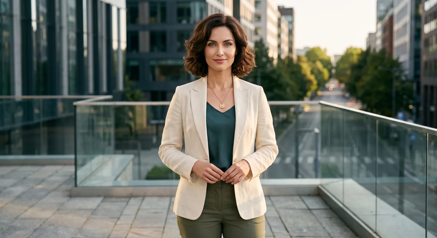 Example reference photo of a woman, evenly lit and facing the camera